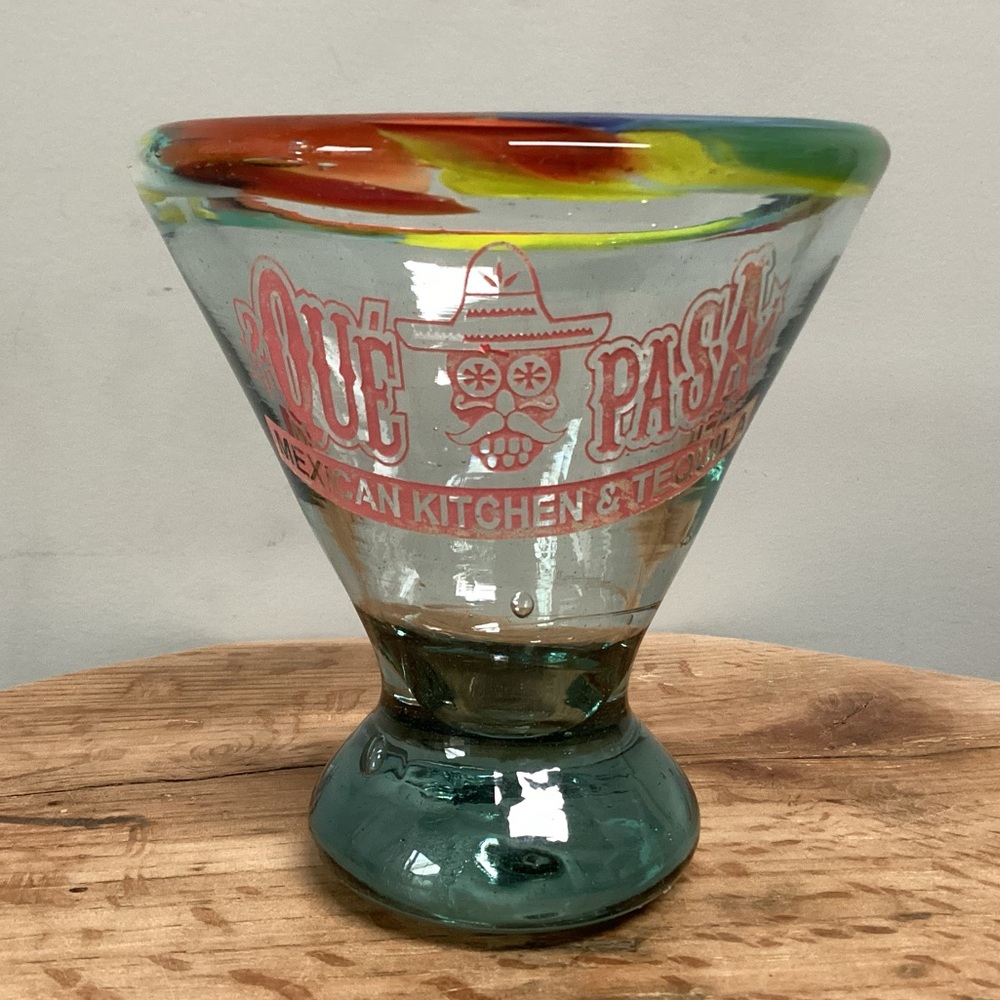 🔴 Hand Blown Martini Glassware - Que Pasa - What’s Up? - Chunky - Heavy Unique